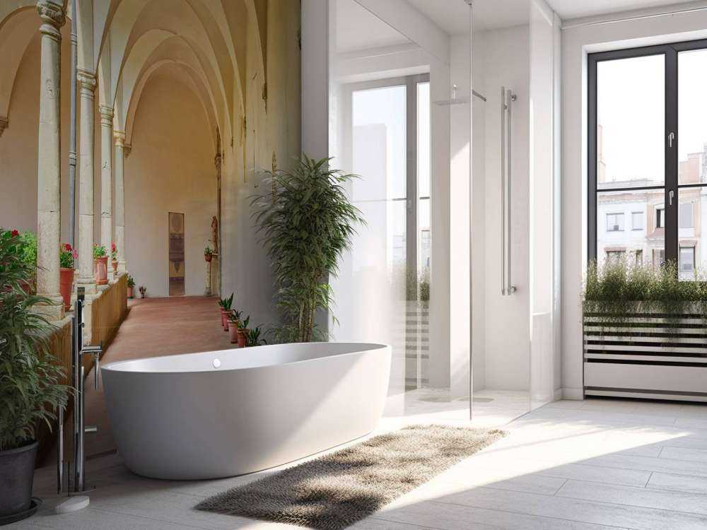 Courtyard with arches and plants