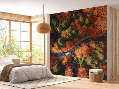 Winding road with truck