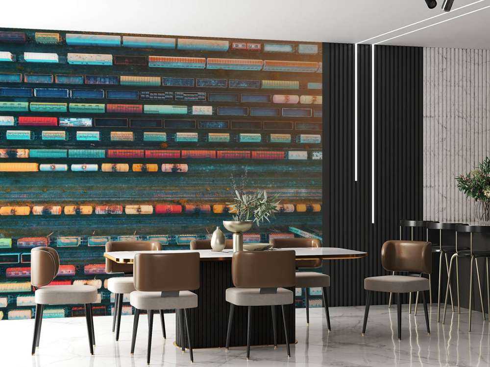 Drone view freight wagons