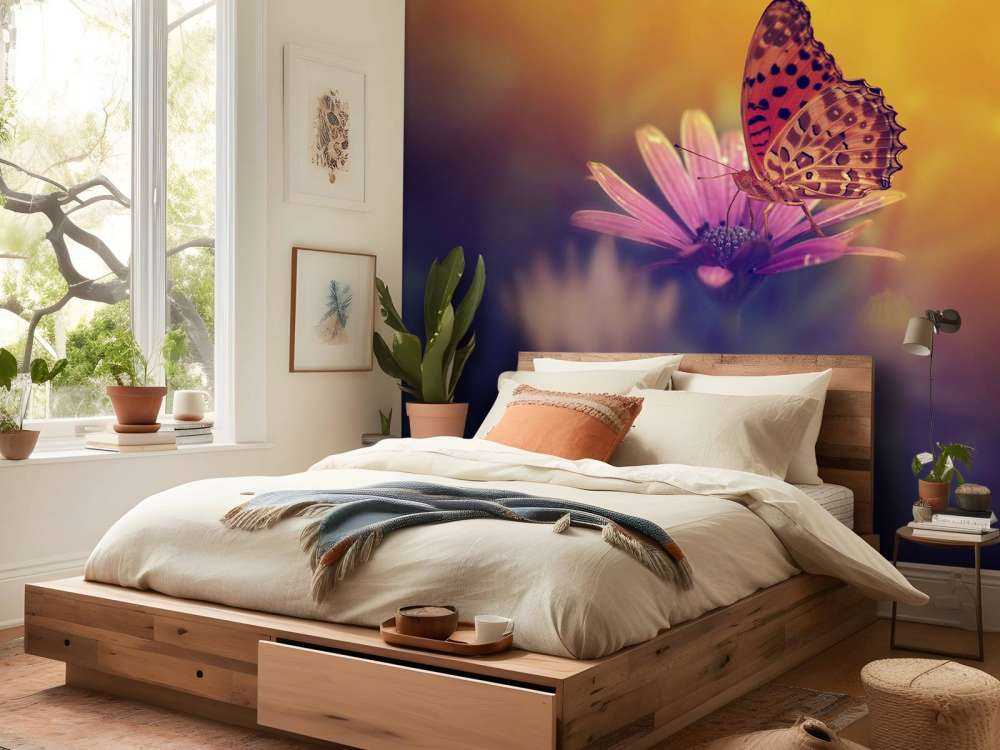 Red butterfly on flower