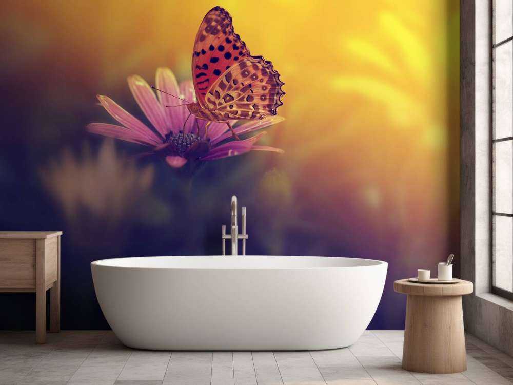 Red butterfly on flower