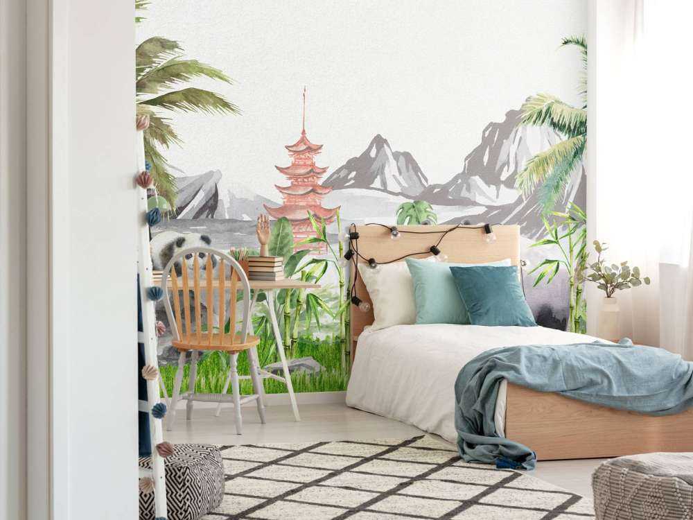 Pandas in bamboo jungle