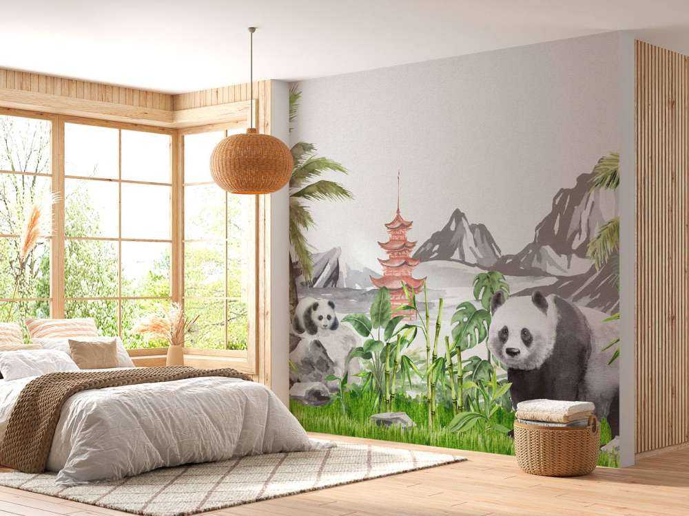 Pandas in bamboo jungle