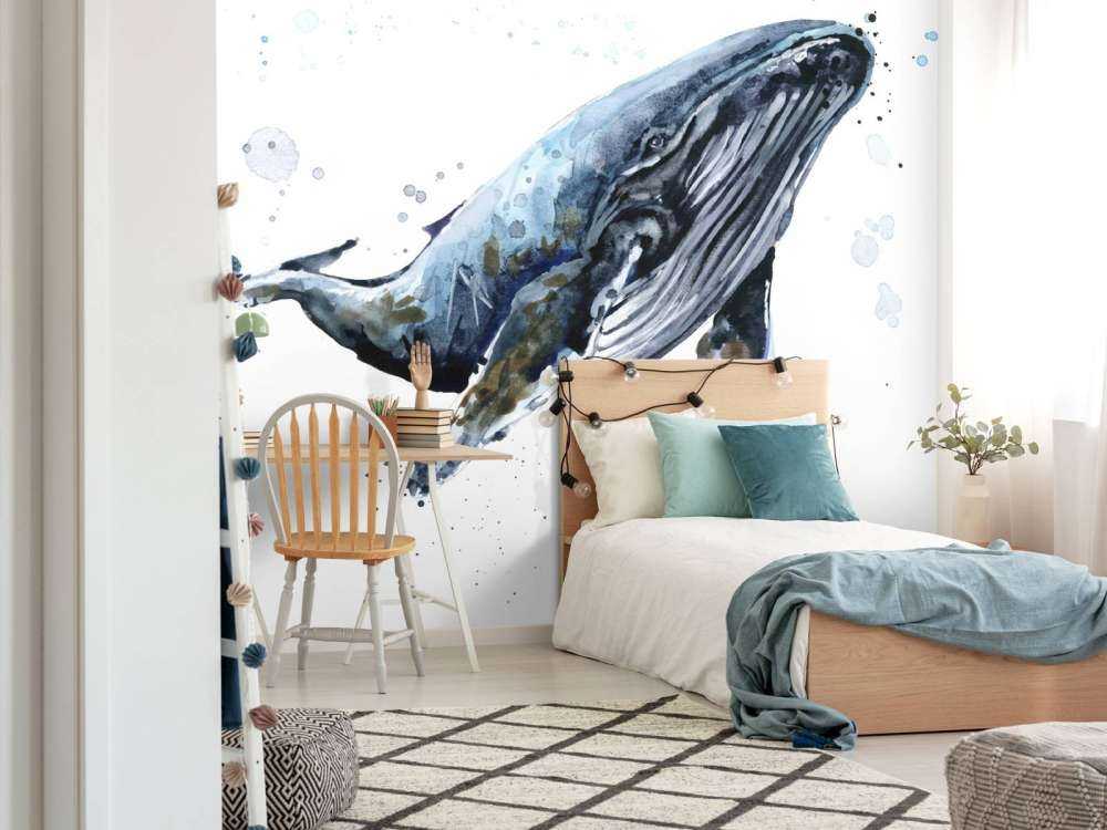 Humpback whale in watercolour