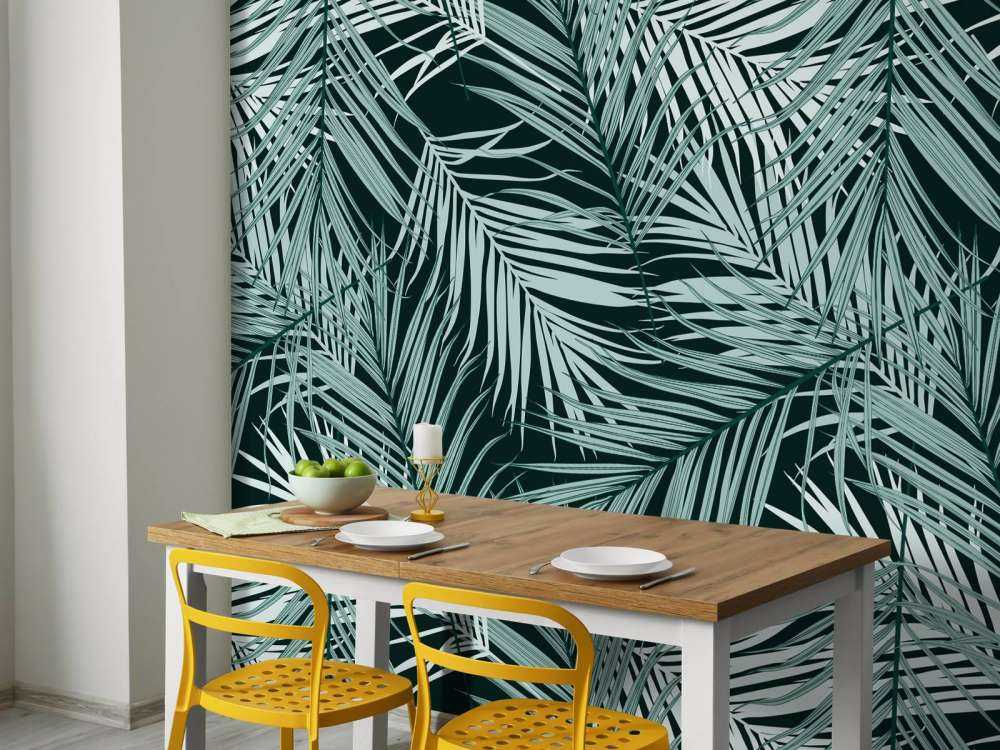 Tropical leaves black background