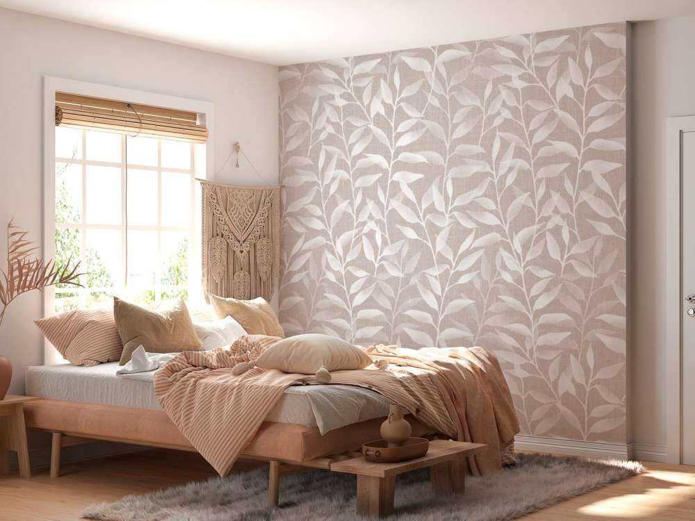 Japandi climbing leaves - beige