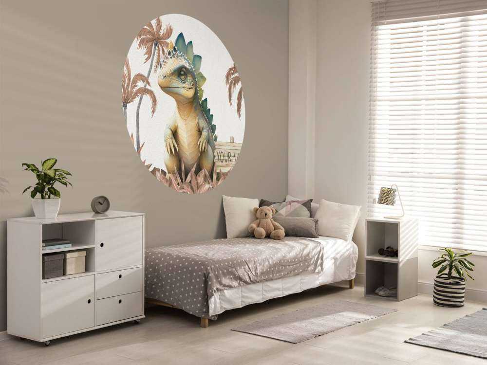 Baby stegosaurus in the taupe jungle