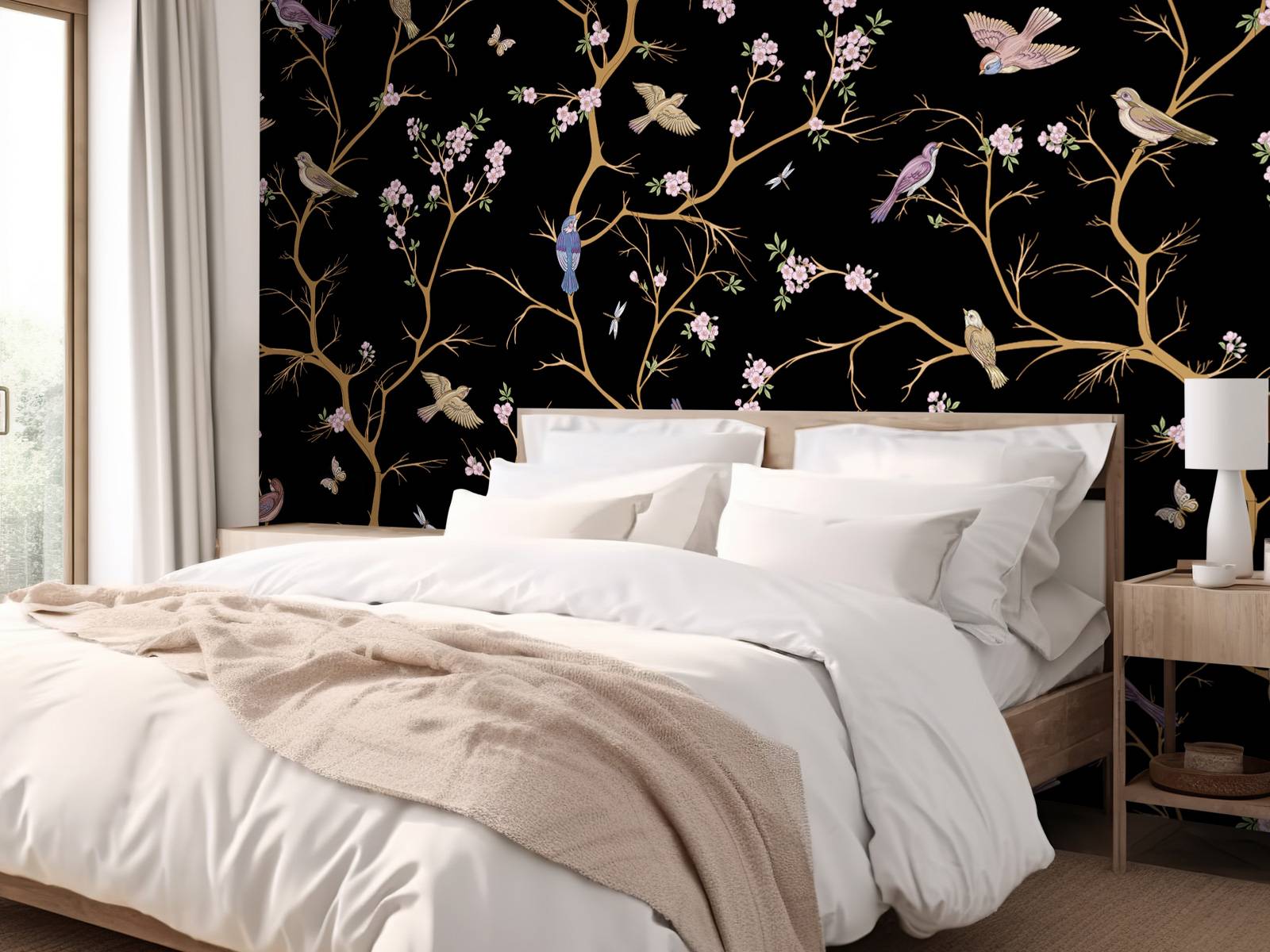 Blossom branches with birds