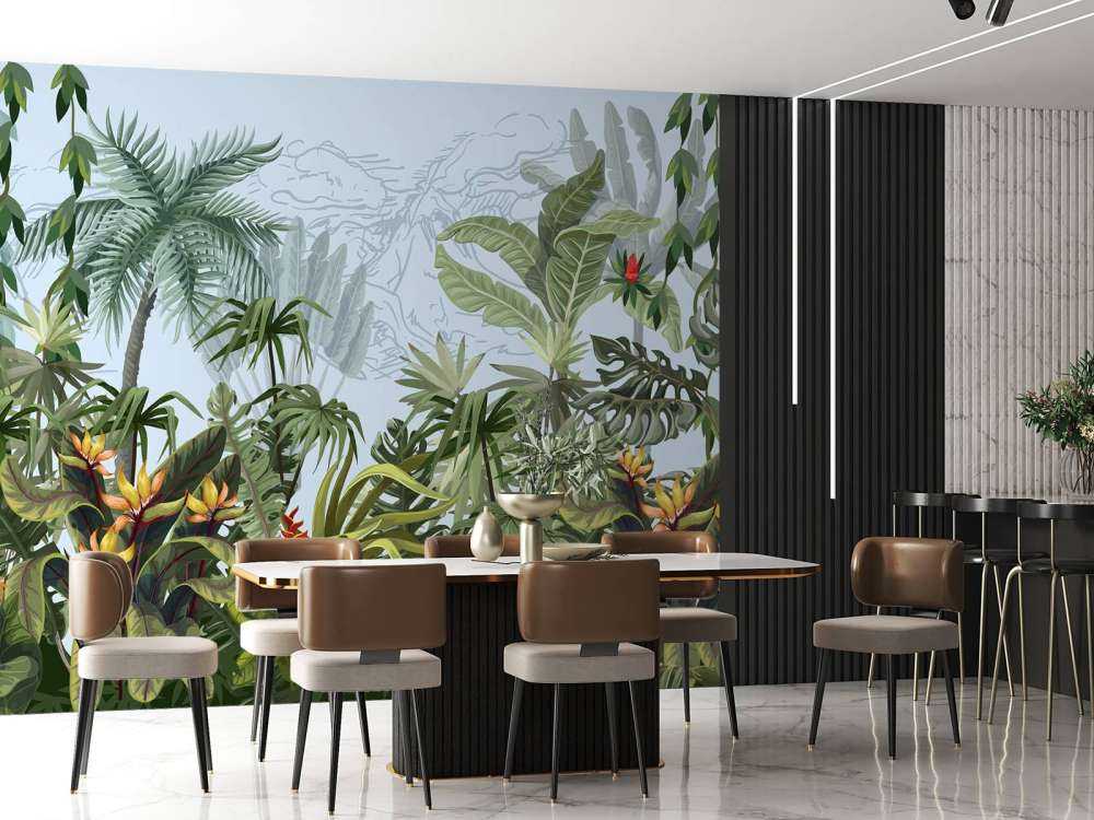 Jungle trees and flowers