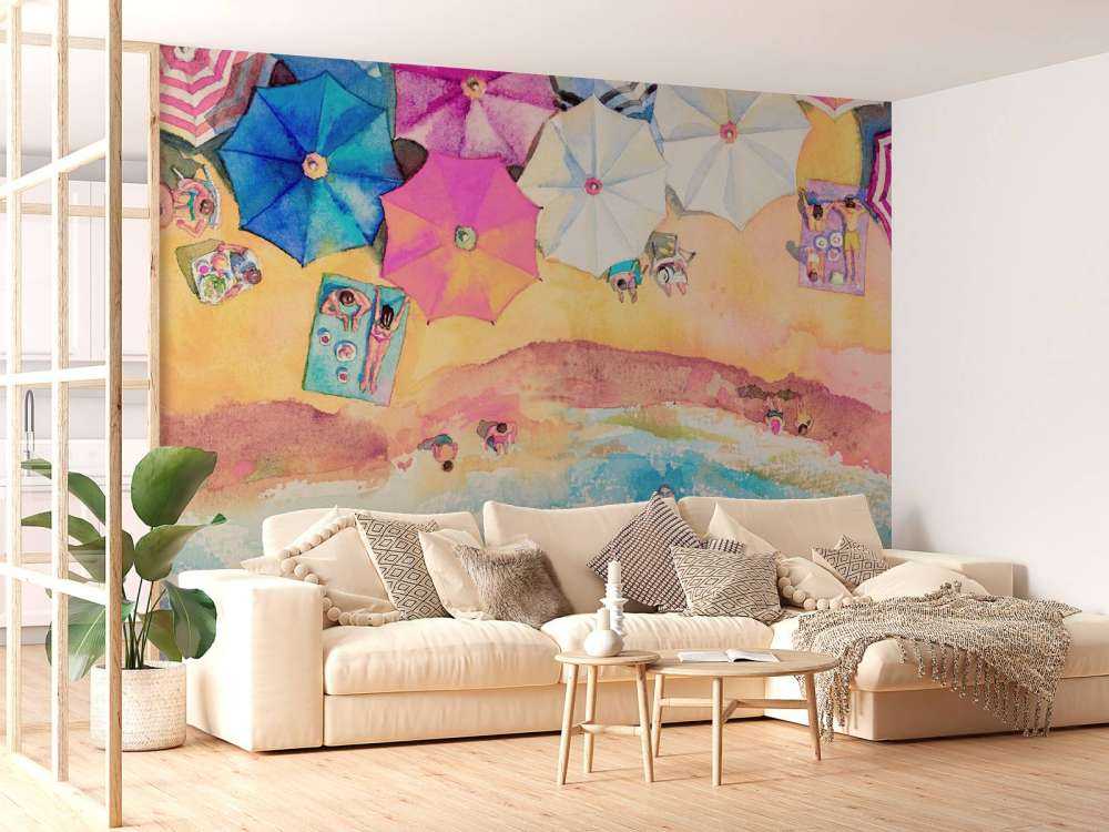 Beach with umbrellas