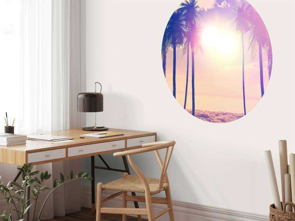 Vintage palm trees and ocean