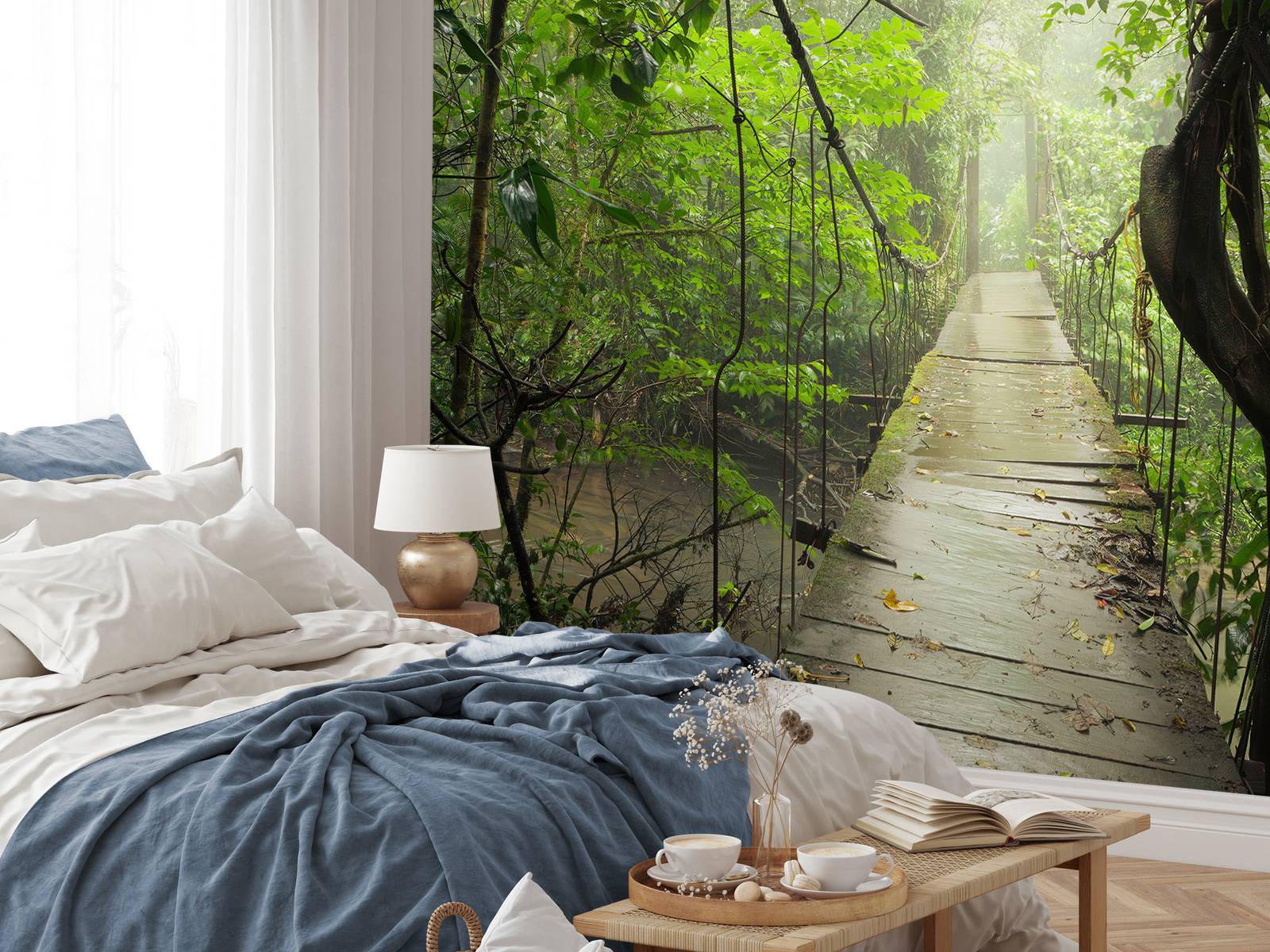 Bridge with wooden planks