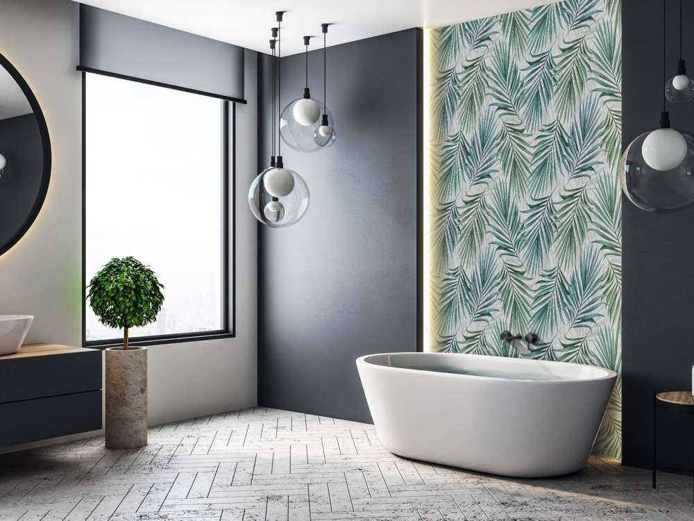 Blue and green palm leaves