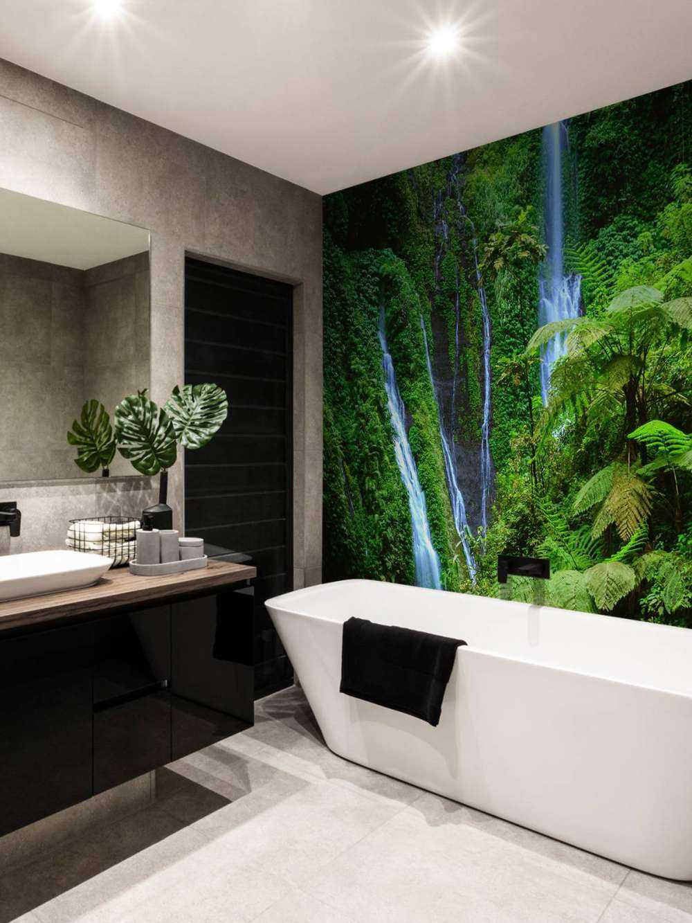 Green jungle and waterfalls