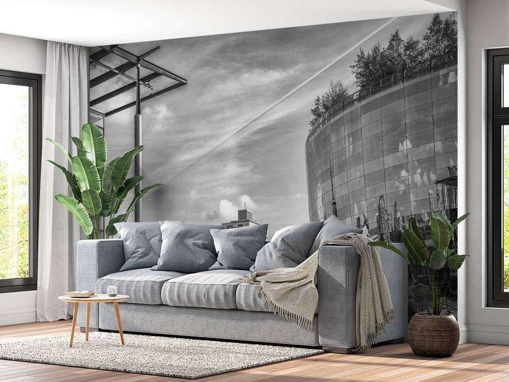 The Museumdepot (The Depot) in Rotterdam in black and white 