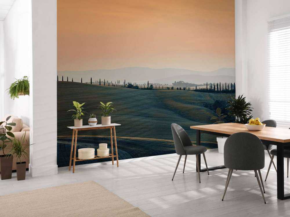 Orange glow over Italian landscape