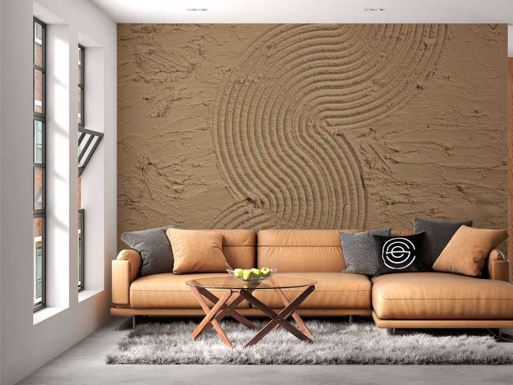 Organic lines and structures hem in gold brown