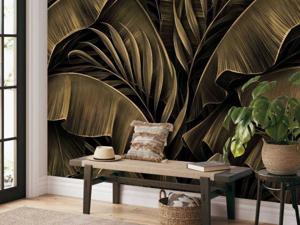 Banana and palm leaves