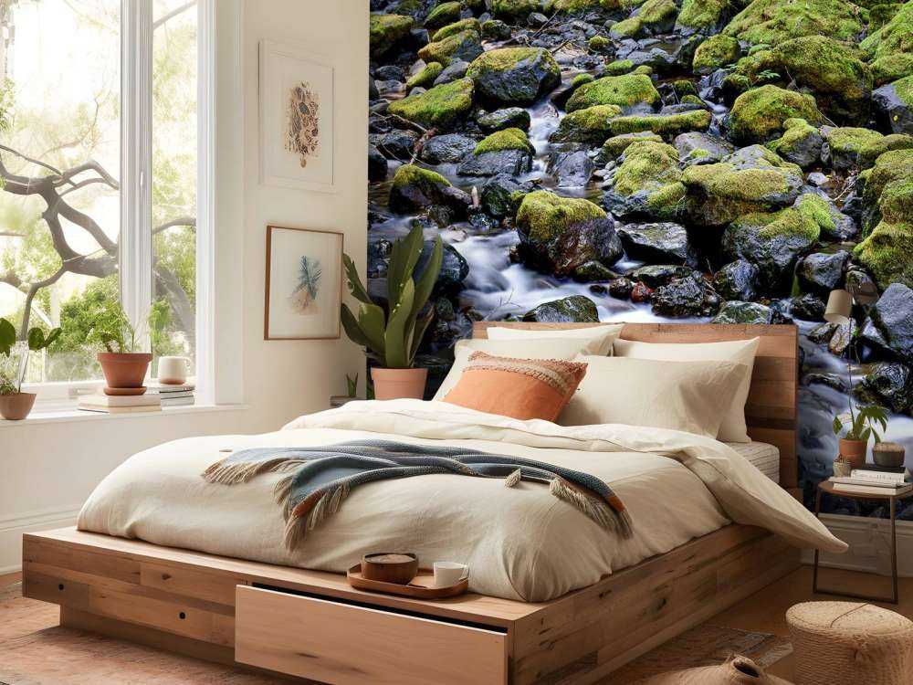 Running water with boulders