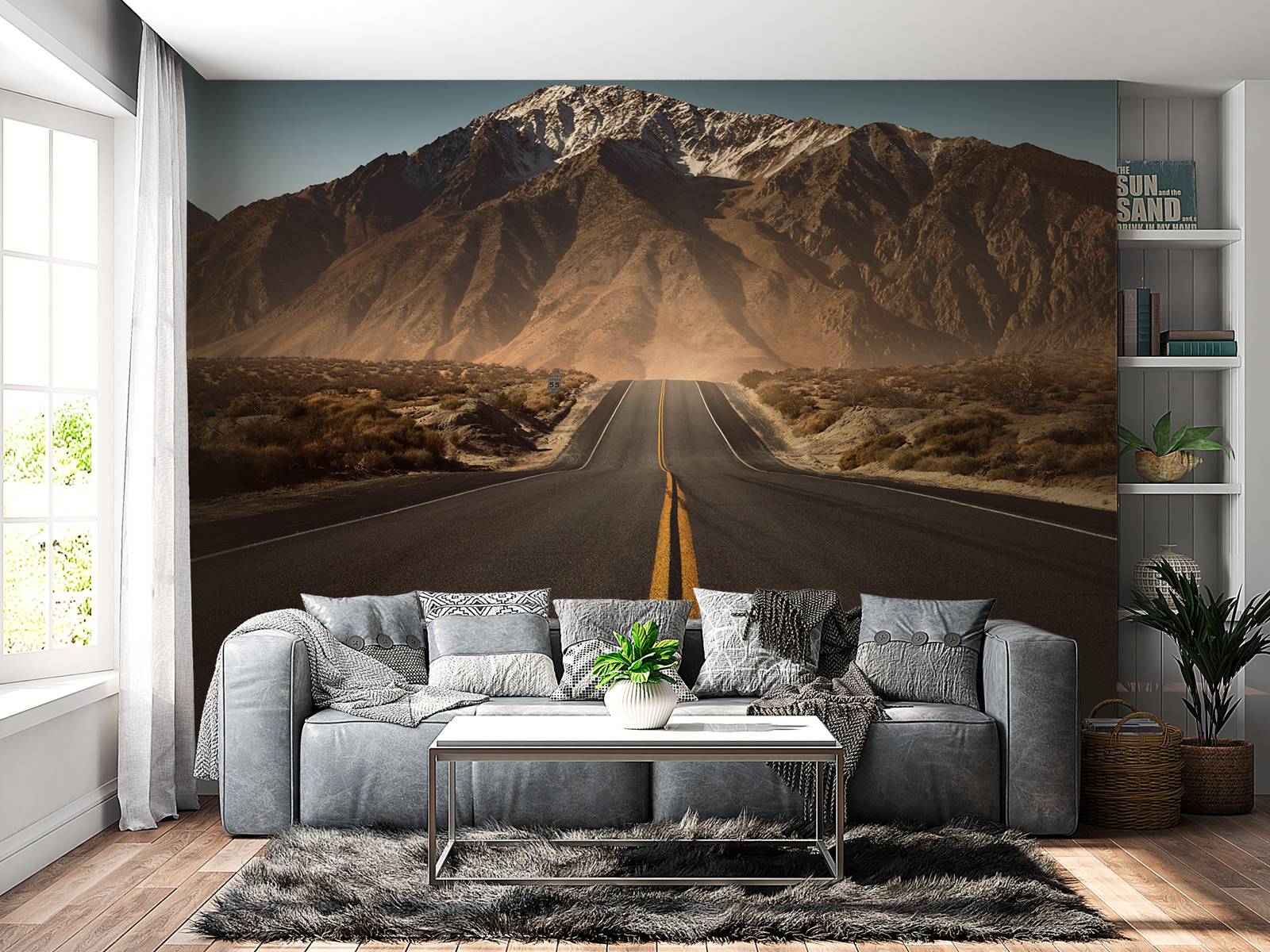 Misty Mountain Landscape Mural Wallpaper In Serene Green - View #4