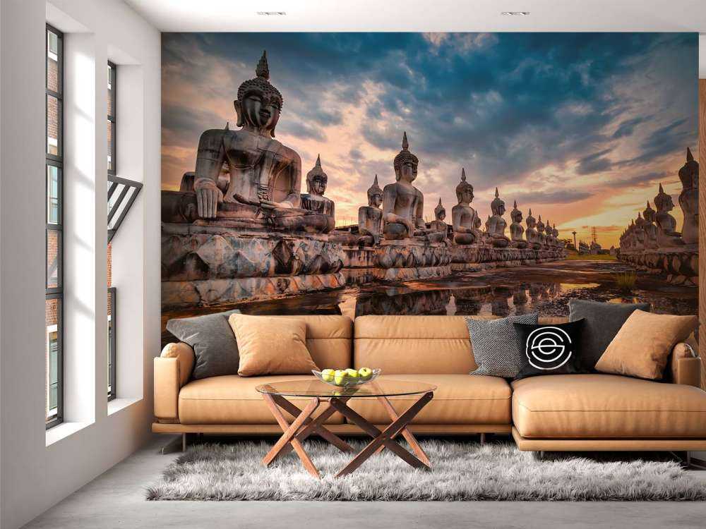 Buddha statues on water