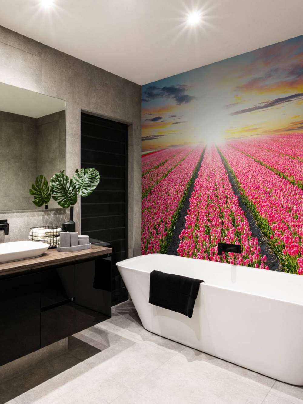 Tulips with rising sun