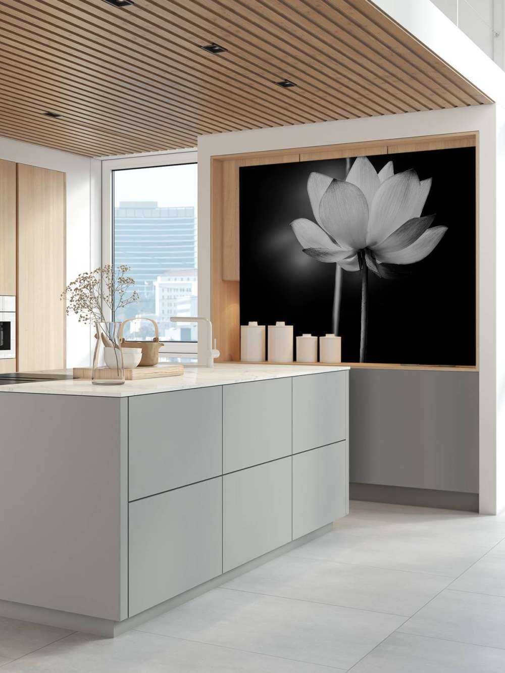 Lotus flowers black and white