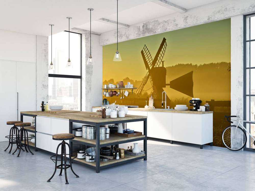 Meadow mill at sunrise