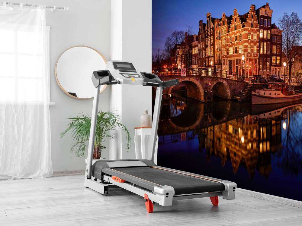 Illuminated houses along the canal